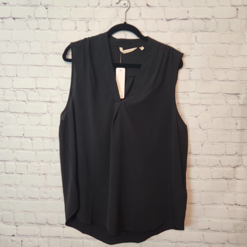NWT Soft Surroundings Women's Sleeveless V-neck Black Swing Top XL